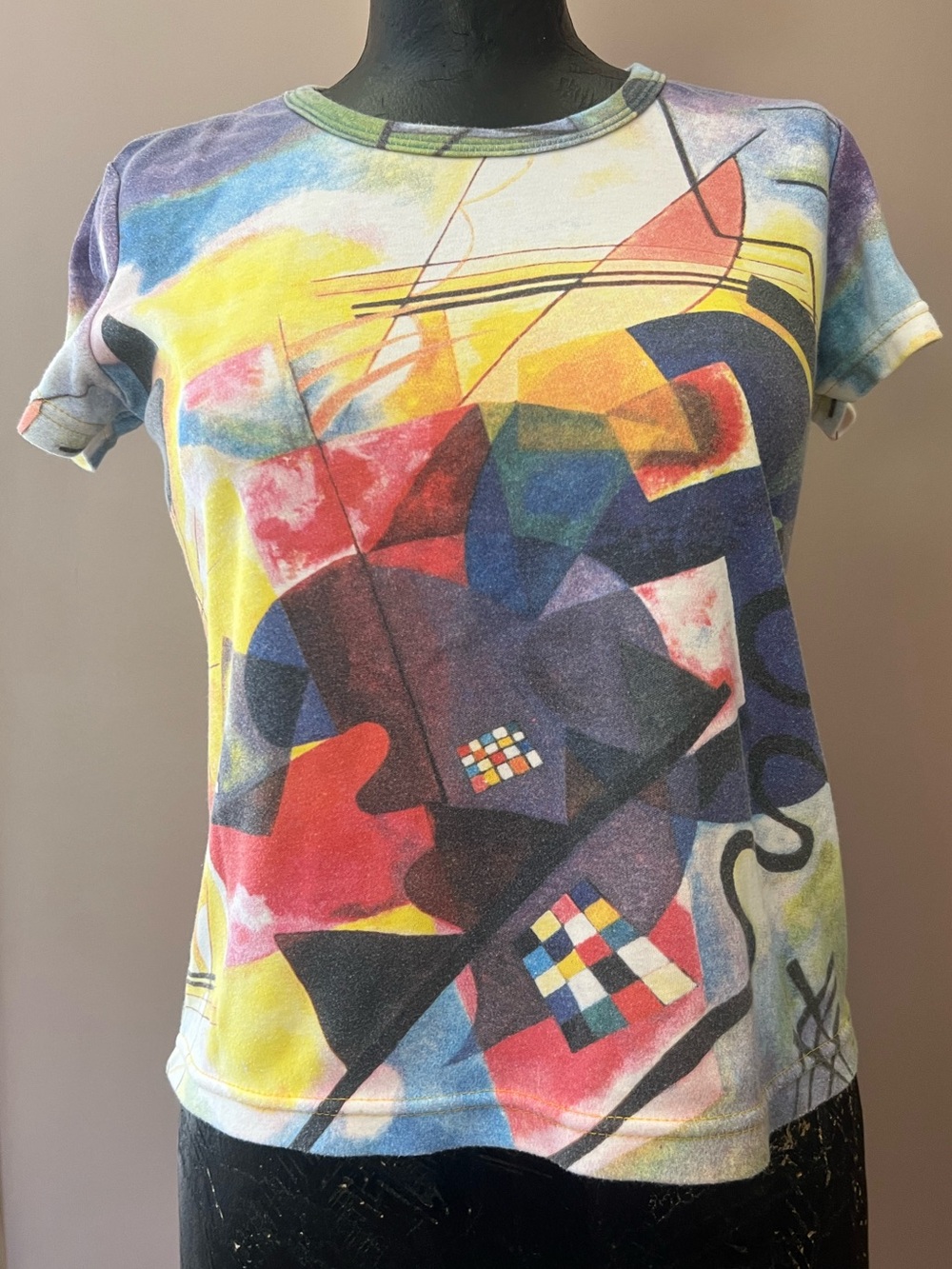 Y2K Abstract Surrealism Yellow-Red-Blue Wassily Kandinsky Print T-Shirt S